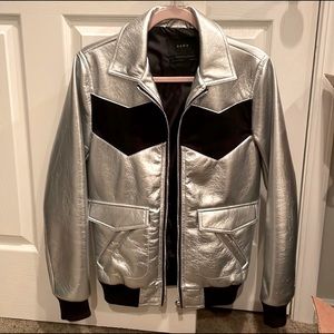 NWOT- Zara Silver and Black Bomber